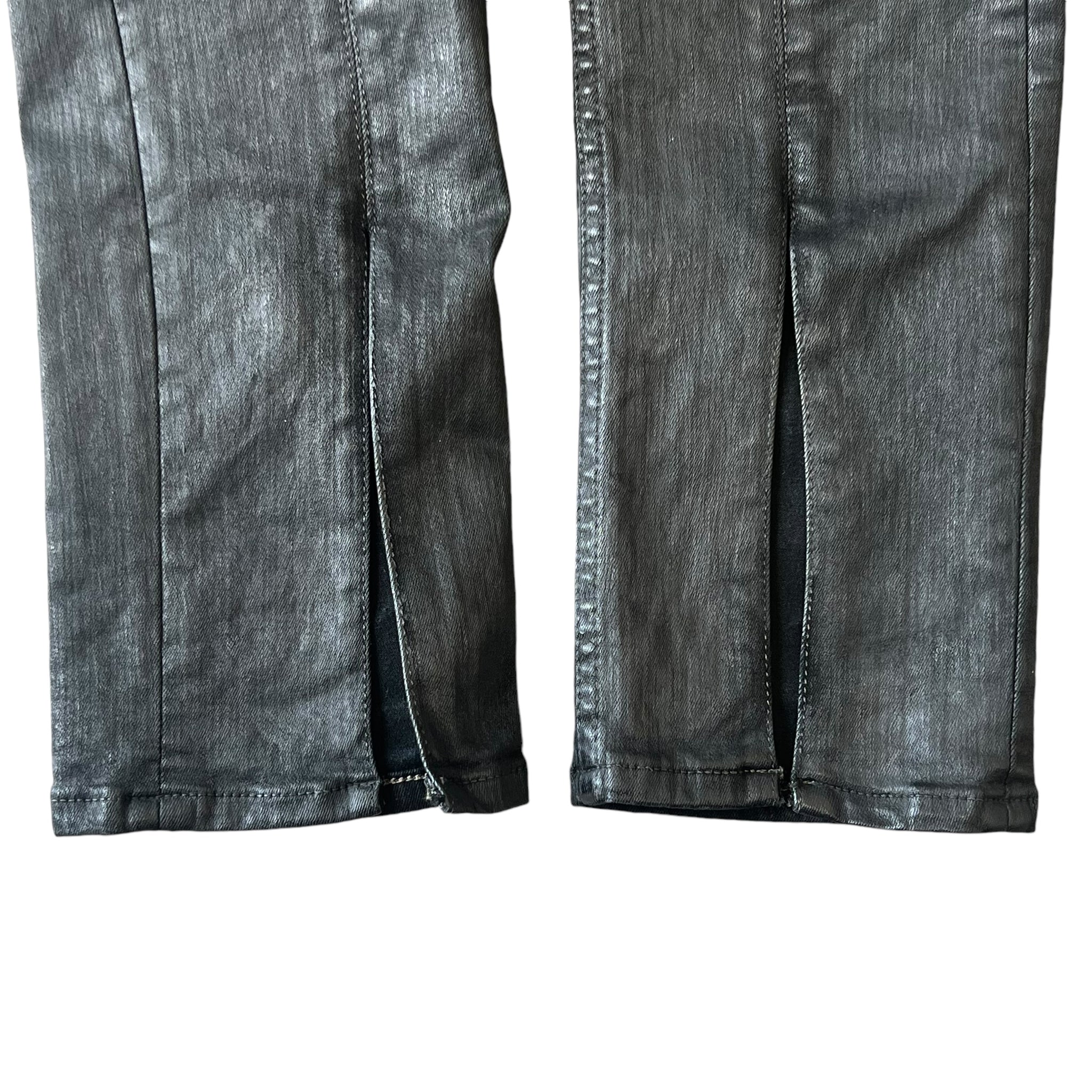 RICK OWENS 20AW DRKSHDW black wax coated tyrone slit cut SBW