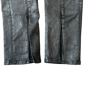 RICK OWENS 20AW DRKSHDW black wax coated tyrone slit cut SBW