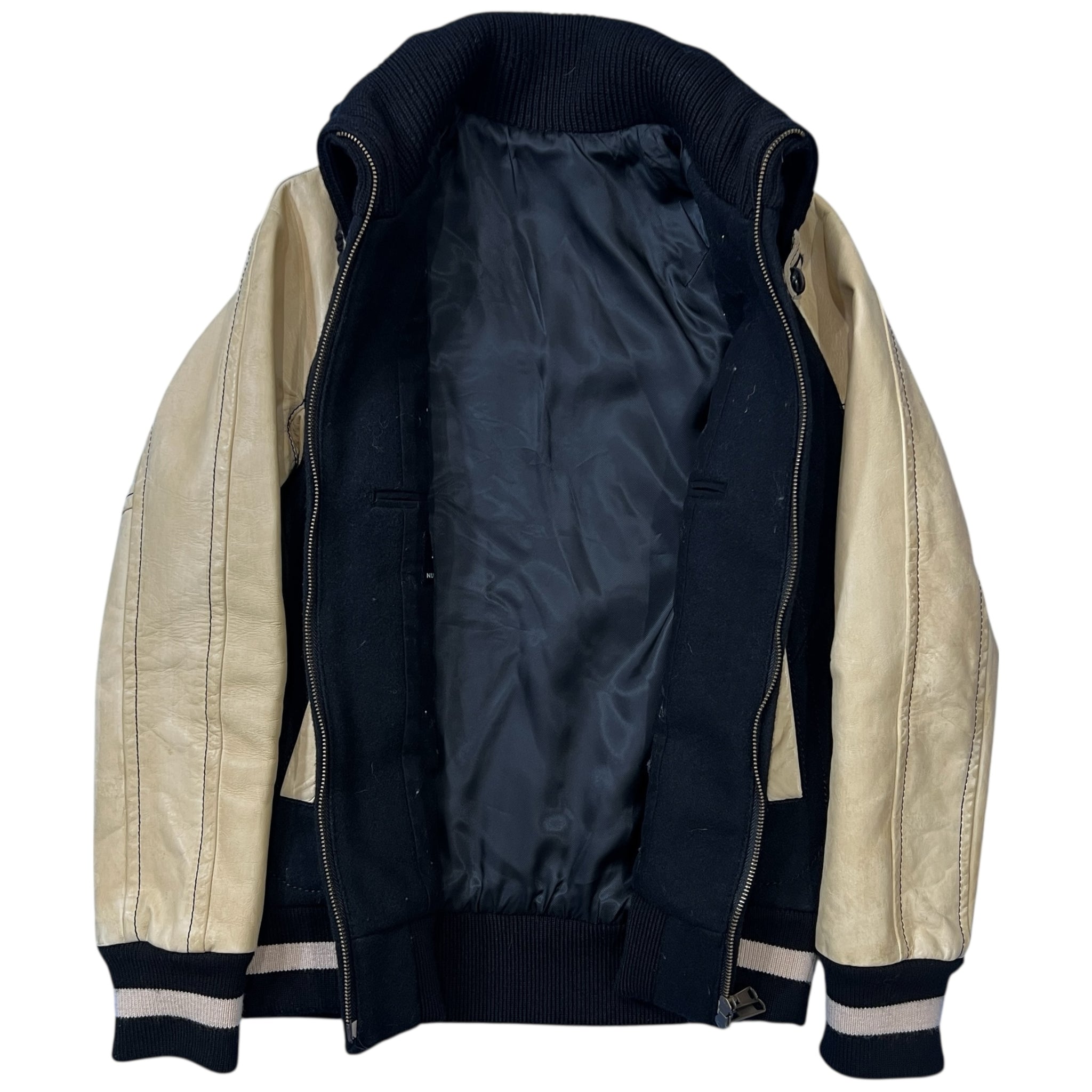 NUMBER (N)INE 2011 Reprint 2008 Original Leather Wool Switching Jacket