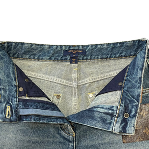 LOUIS VUITTON 2024SS Monogram Leather Patchwork Cotton Denim Pants