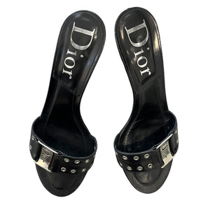 Chirstian Dior John Galliano Street Chic Metal Logo Plate Mule / Heel sandal