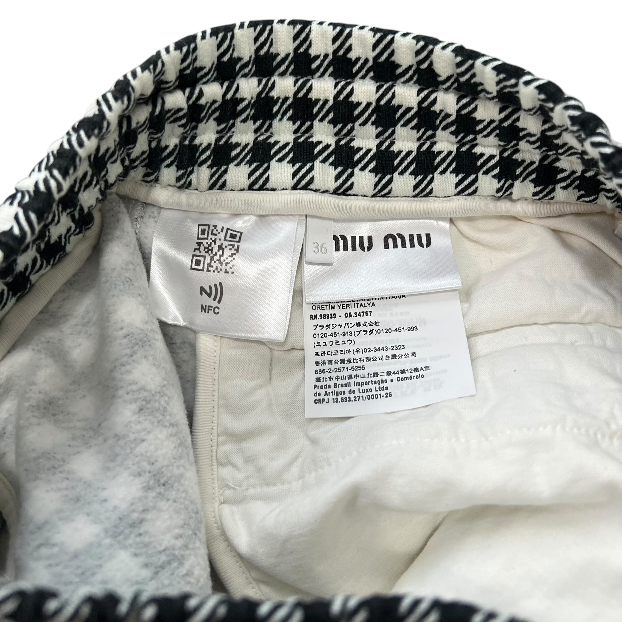 MIU MIU Check Sweat Short Jacket and Short Pants Set Up