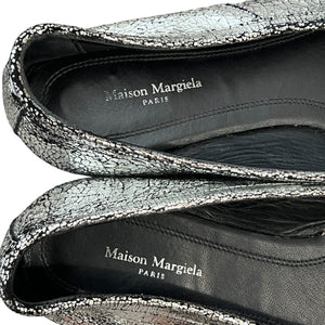 Maison Margiela Tabi Flat Crackled Metallic Leather Shoes
