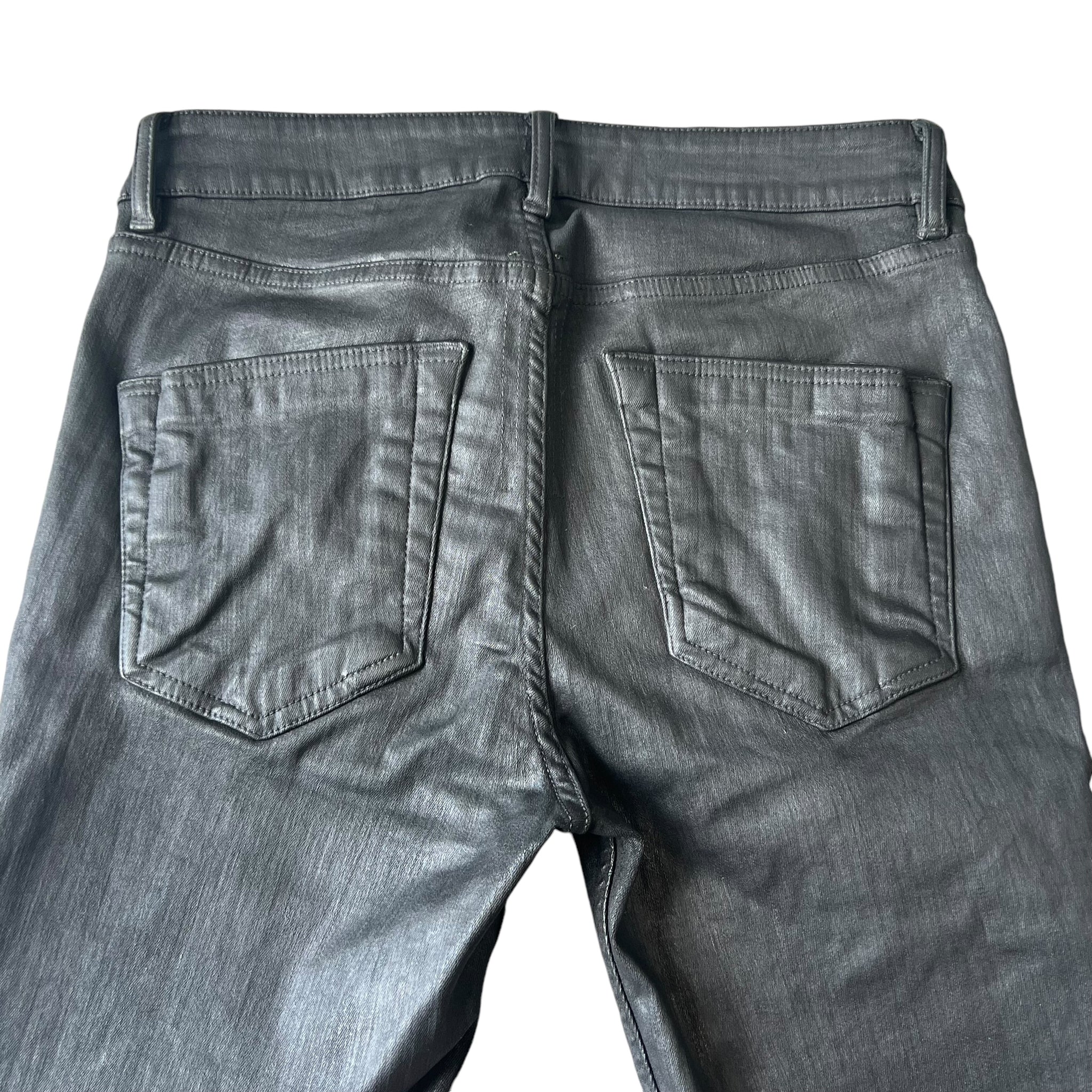 RICK OWENS 20AW DRKSHDW black wax coated tyrone slit cut SBW