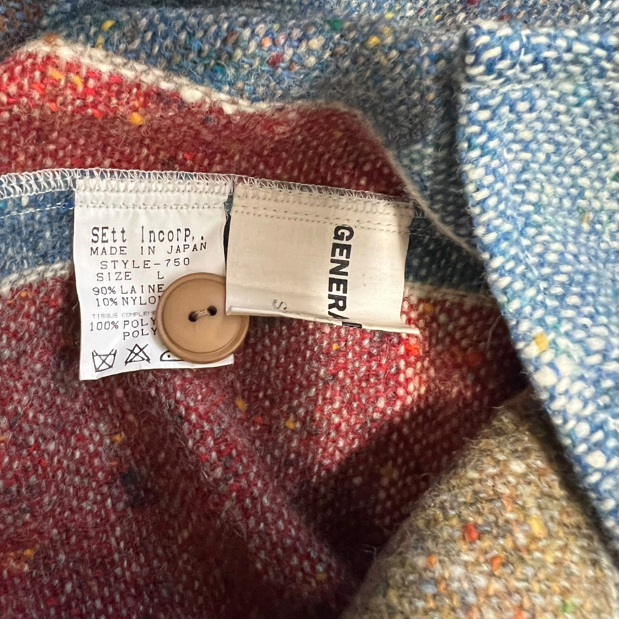 GENERAL RESEARCH 2000 Multi Color Wool Check Tweed Shirts
