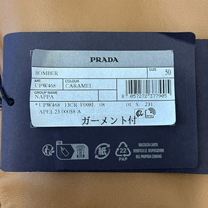 PRADA 2024AW RAF SIMONS Caramel Oversized Nappa Leather Bomber Jacket