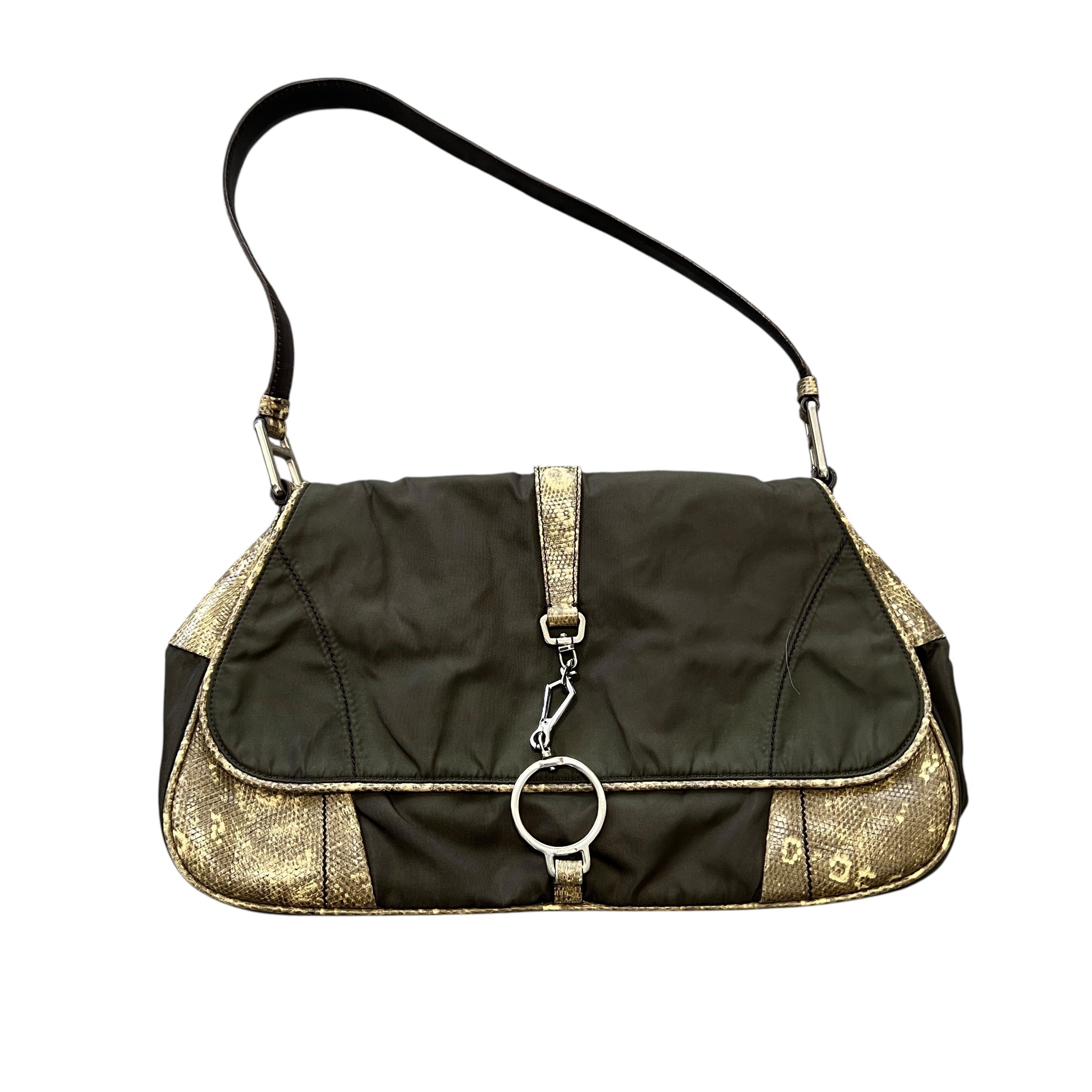 PRADA Vintage One Shoulder Bag Python Embossing  Tessuto Nylon × Leather