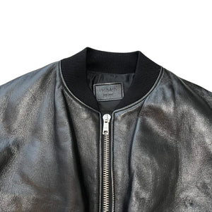 PRADA Raf Simons 21AW Rum Skin Triangle Nappa Leather Oversized Bomber Jacket