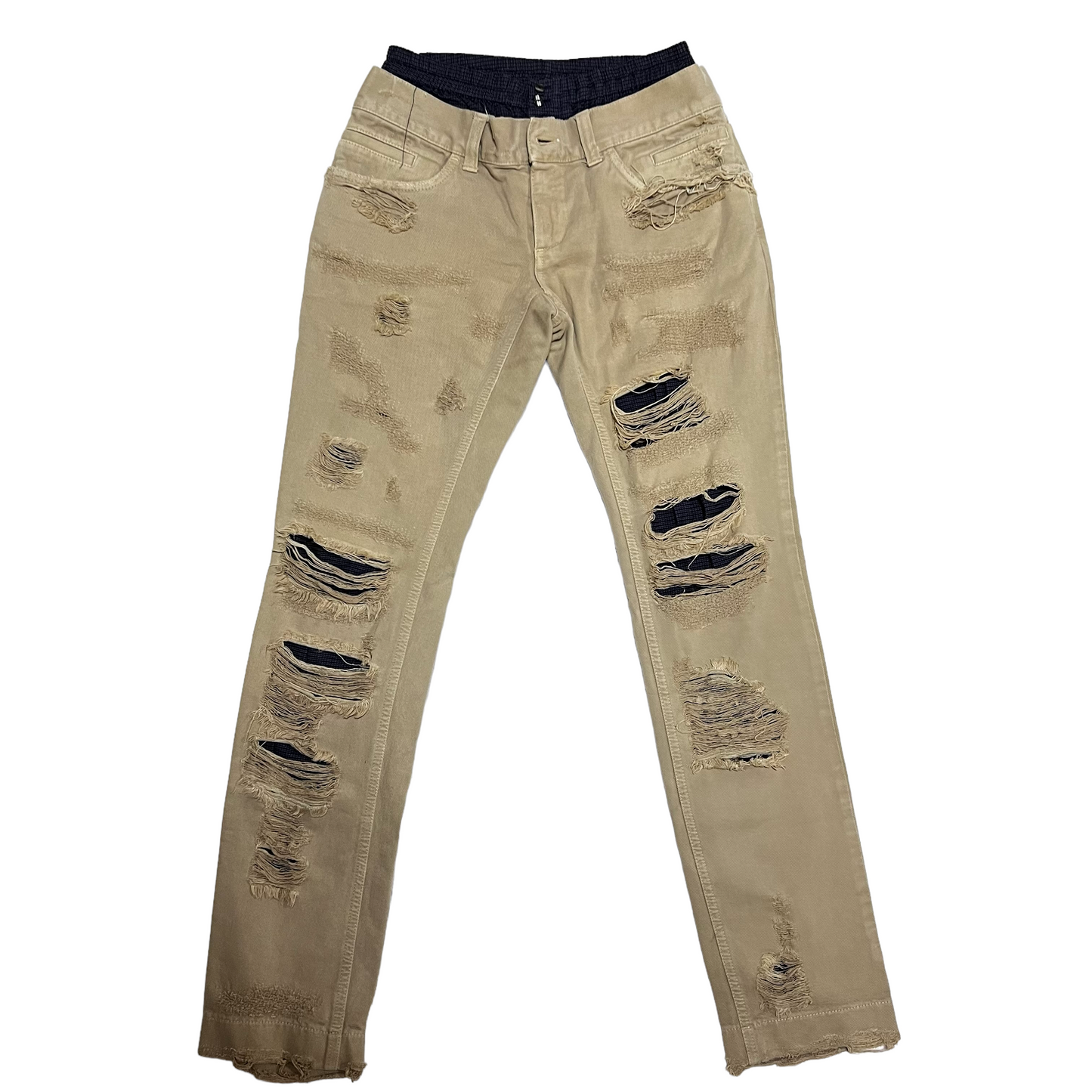 DOLCE&GABBANA 2012AW LAYERED DISTRESSED JEANS