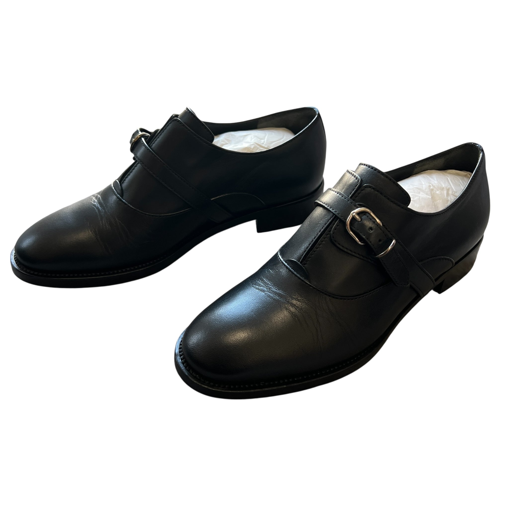 BALENCIAGA Single Buckle Leather Loafers