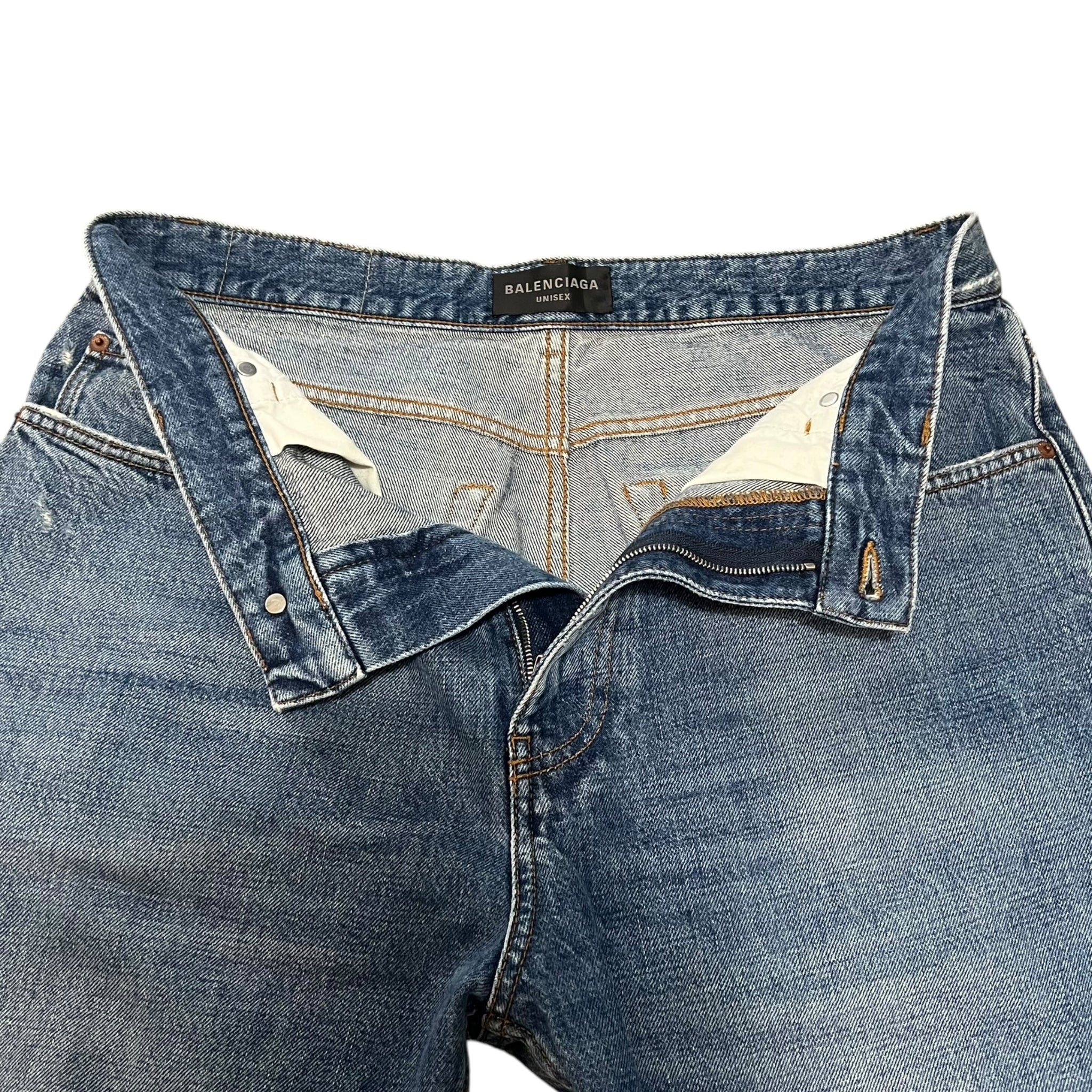 BALENCIAGA 2023SS Distressed Wide Fit Straight Denim Pants