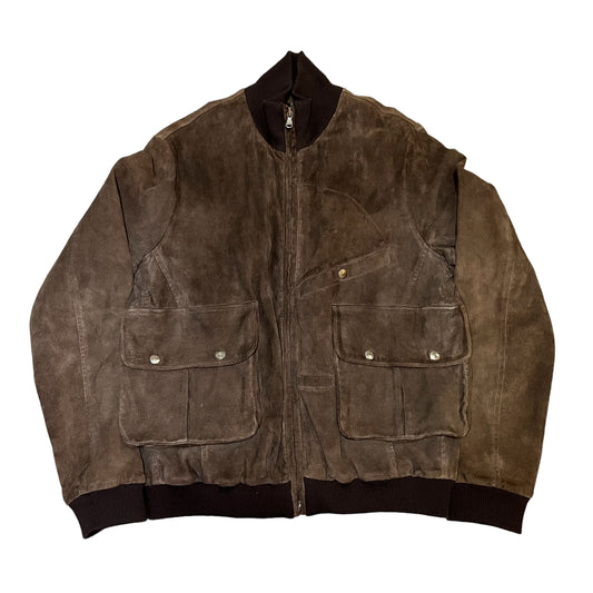 HELMUT LANG 2005AW SUEDE LEATHER BOMBER JACKET DARK BROWN