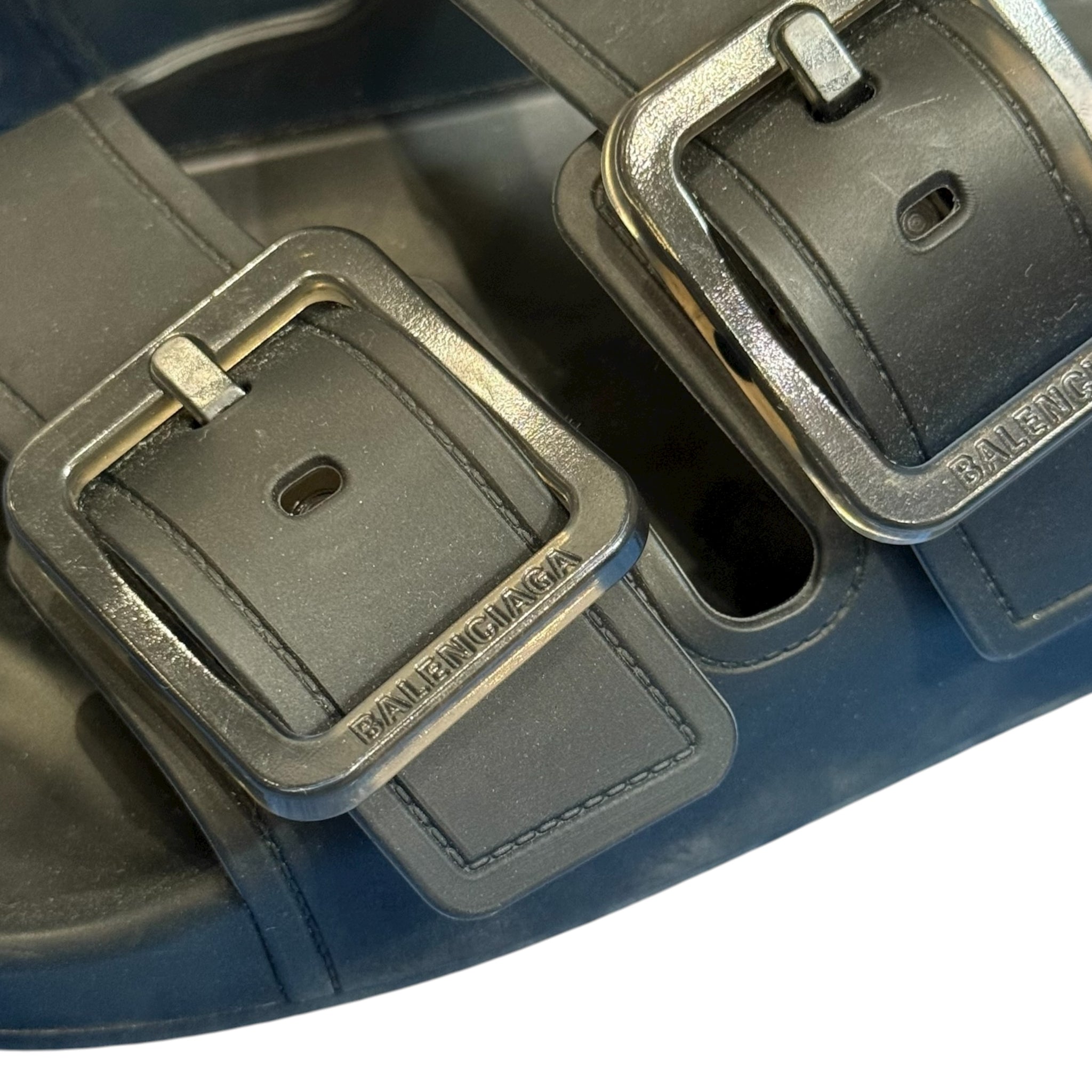 BALENCIAGA Two-Strap Leather Sandals black