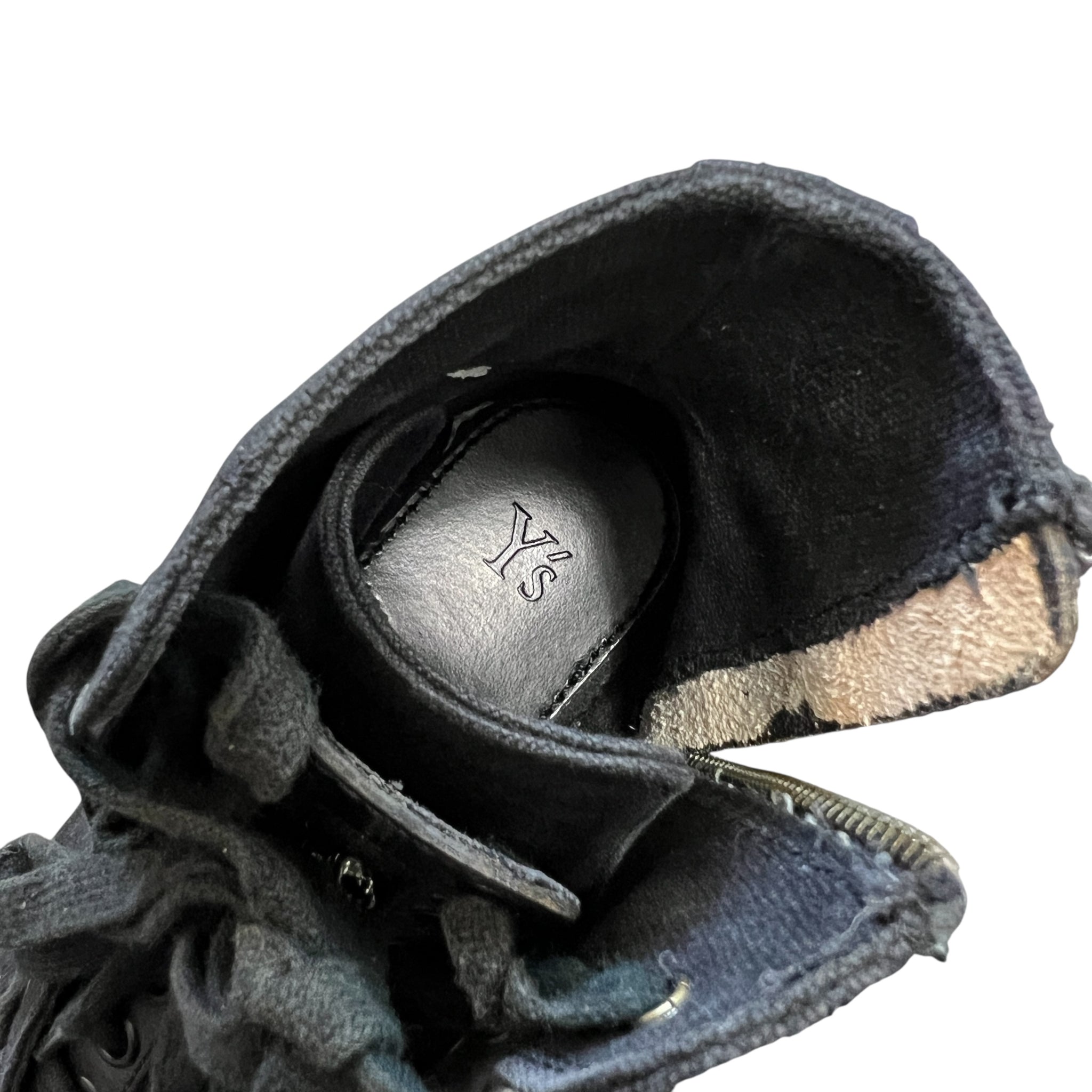 Y’s Yohji Yamamoto Black Canvas High-Tops with Zip & Bijou Sneaker