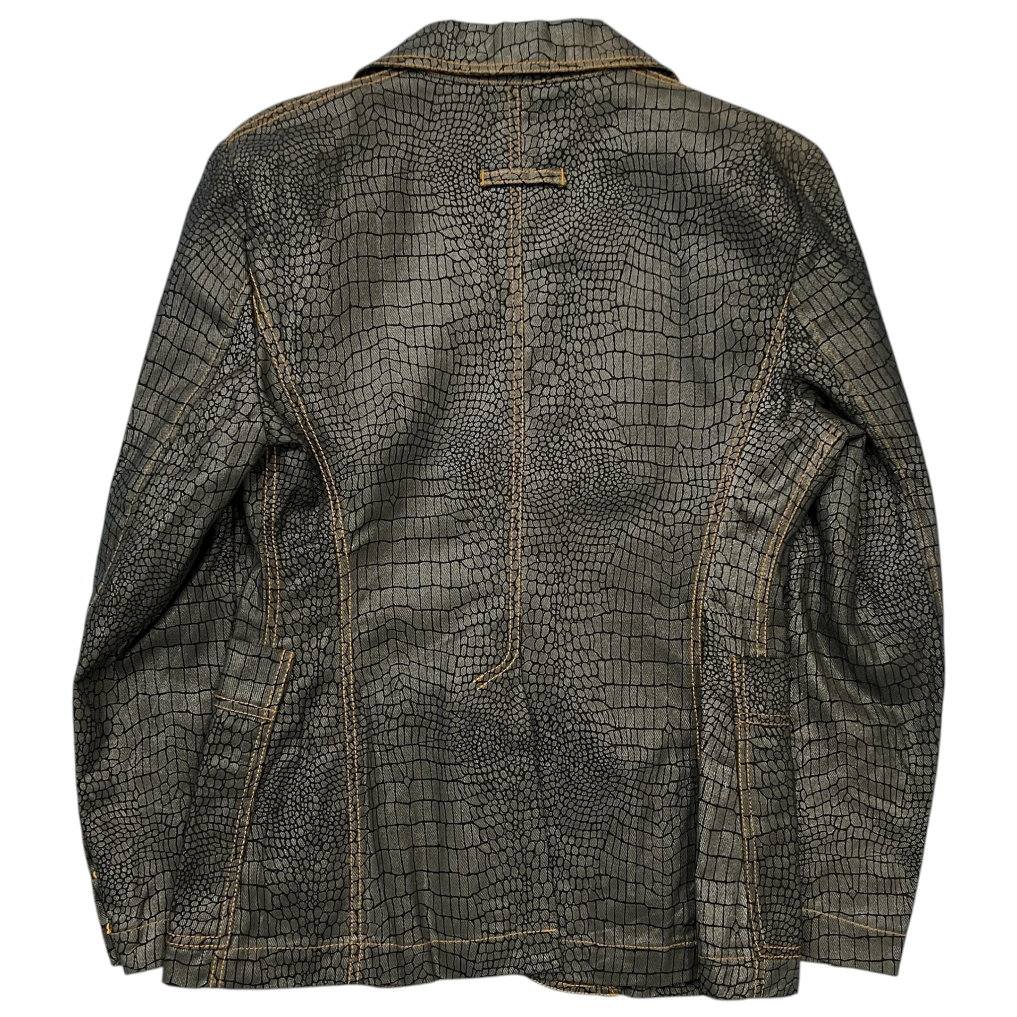 Jean Paul GAULTIER Jean's Trompe-l'oeil Crocodile Embossed Pattern Denim Jacket