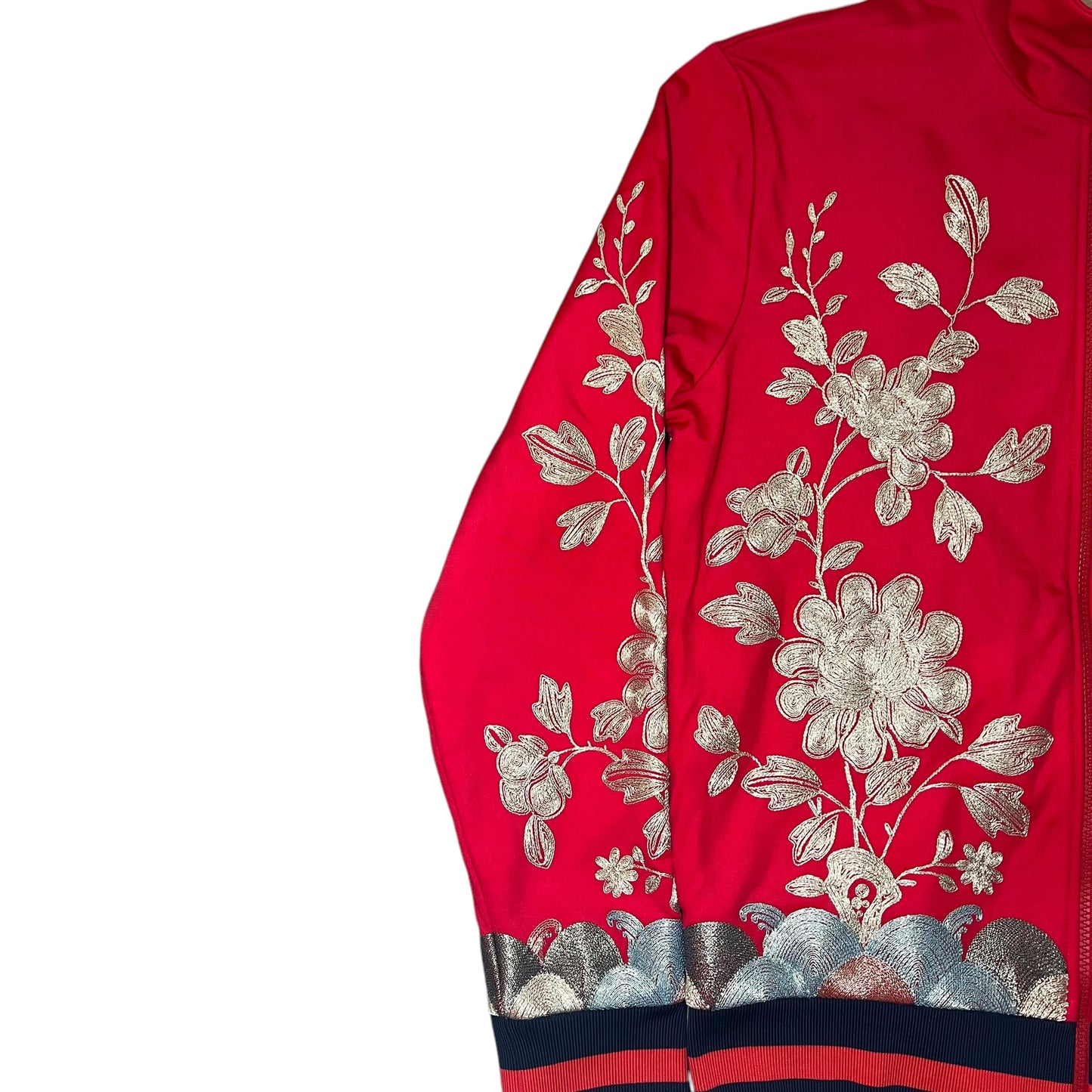 GUCCI Alessandro Michele Embroidered Floral Zip Jersey Sweatshirt