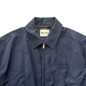 MIU MIU SS2024 Mohair-Blend Zip Blouson Jacket (Navy / Made in Italy)