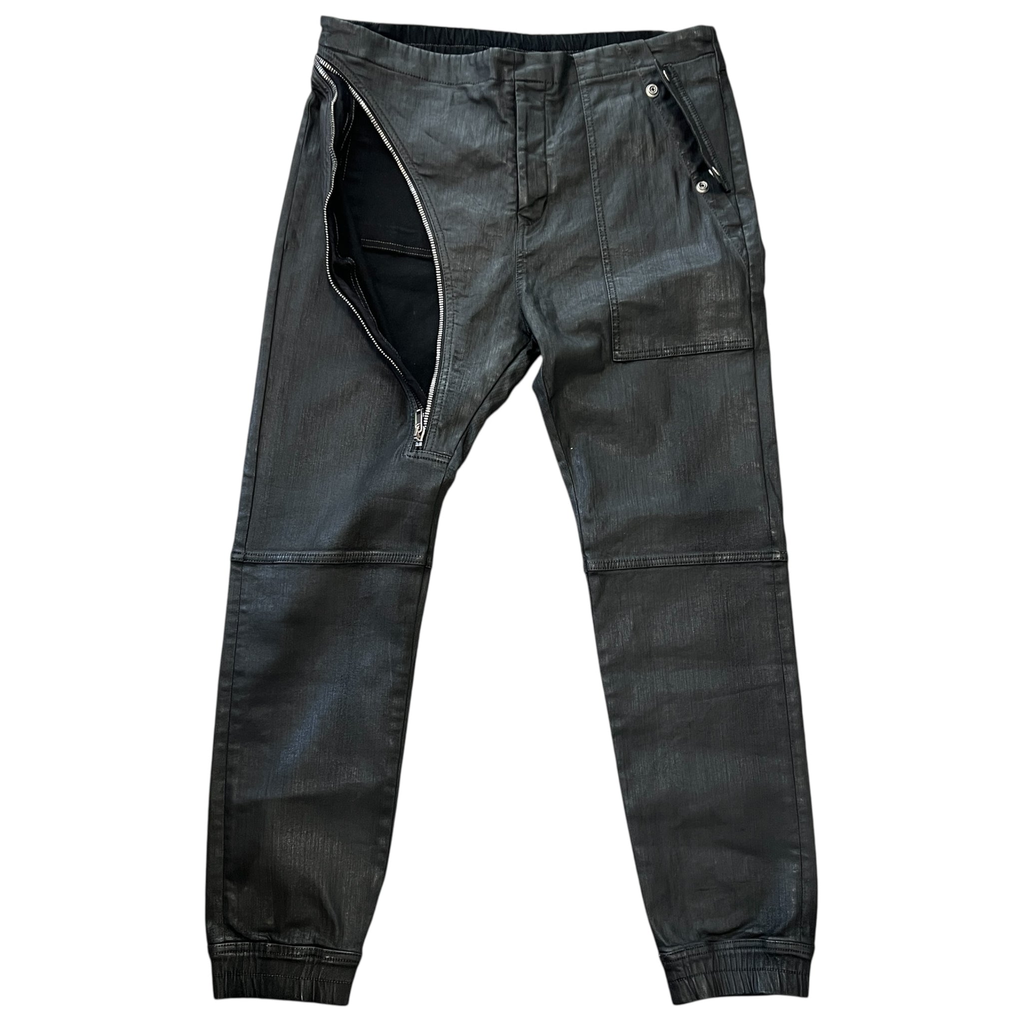 RICK OWENS DRKSHDW 2019AW Black Wax Air Cut Jogger