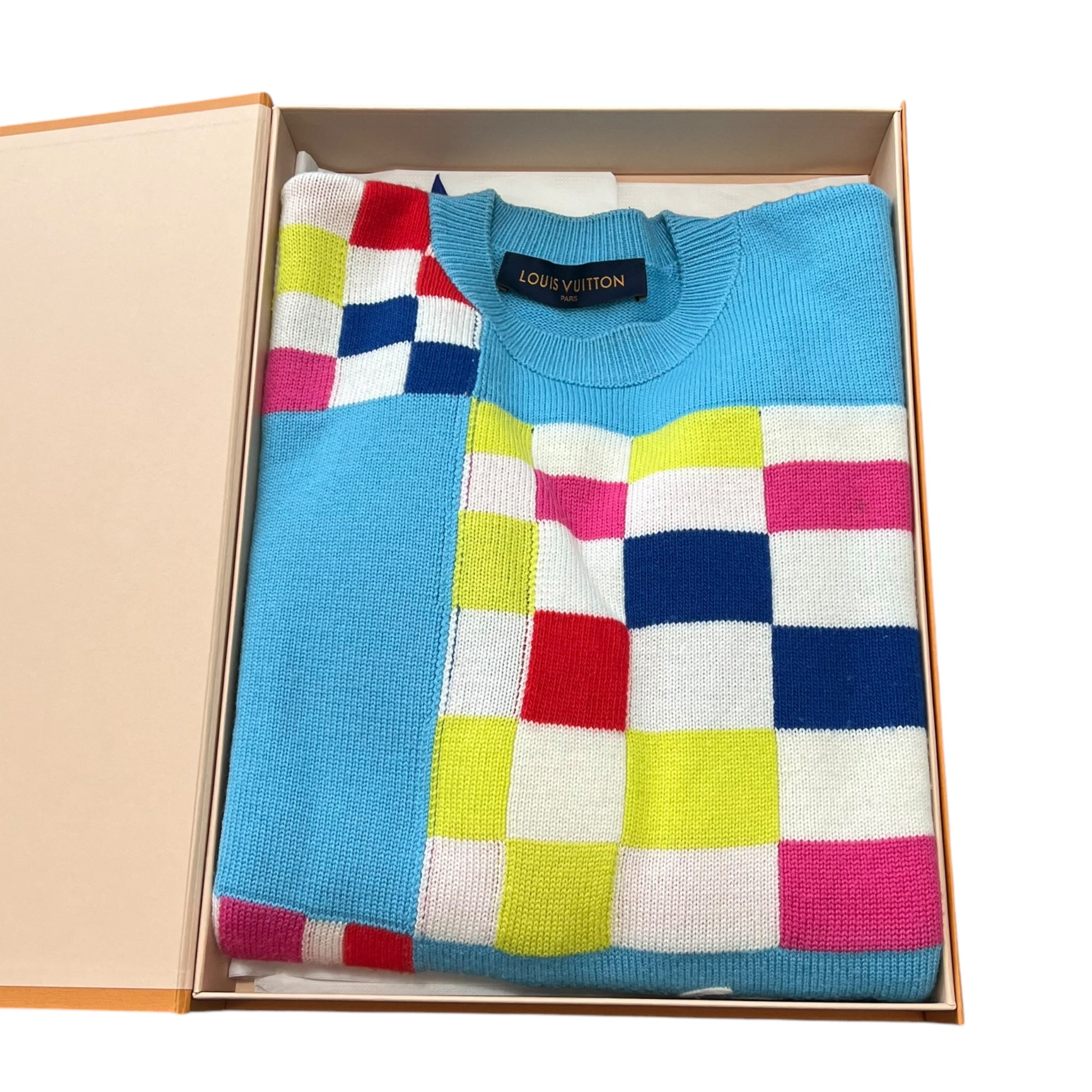 LOUIS VUITTON 2021SS Distorted Giant D'amier Crewneck Wool Knit Sweater