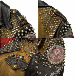BLACK MEANS 2013AW STUDDED SPIKE LEATHER JACKET