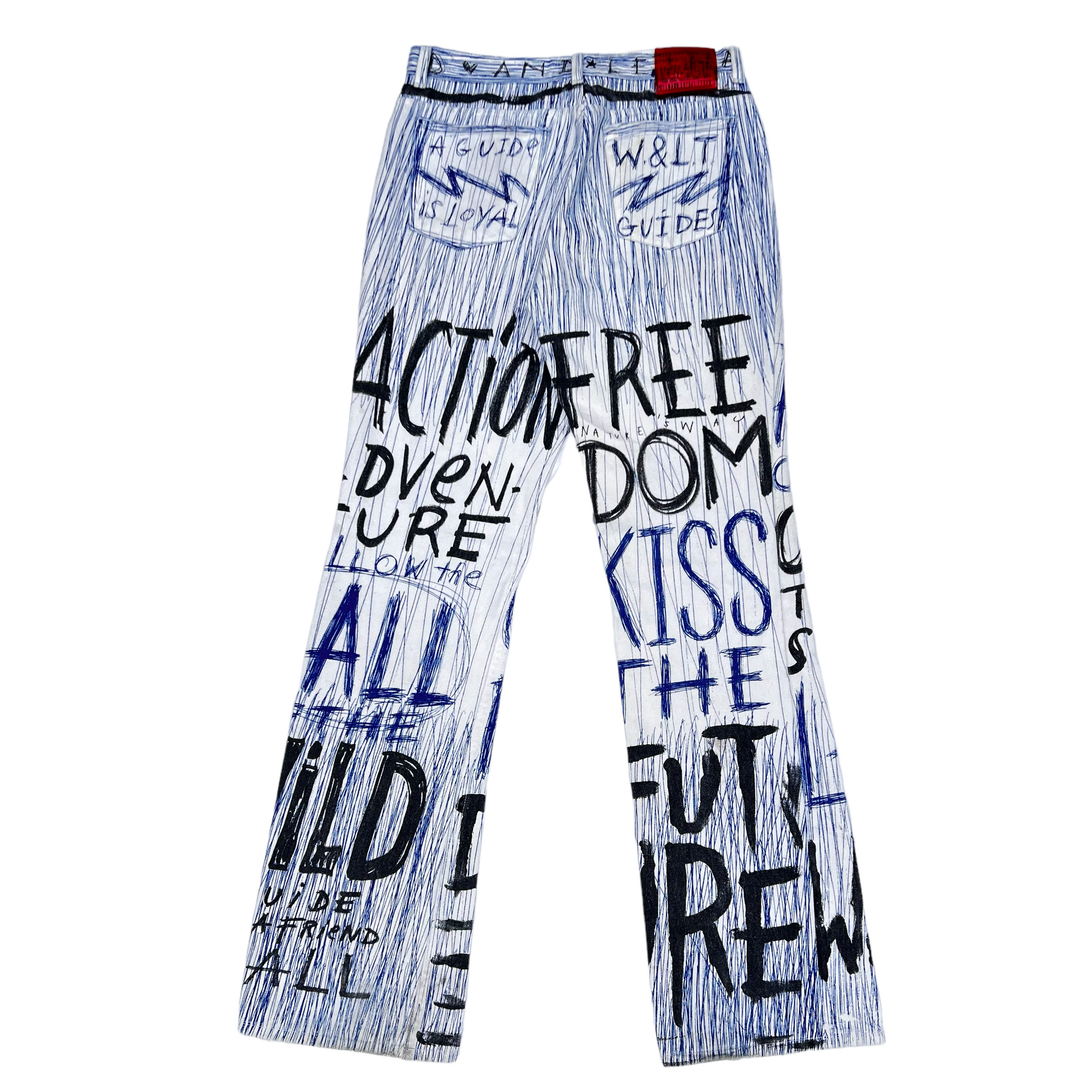 W&LT 1997AW GRAFFITI DENIM PANTS WHITE WALTER VAN BEIRENDONCK