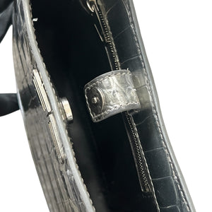 BALENCIAGA 2022SS BB Logo Metallic Crocodile Embossed Leather Hand Bag