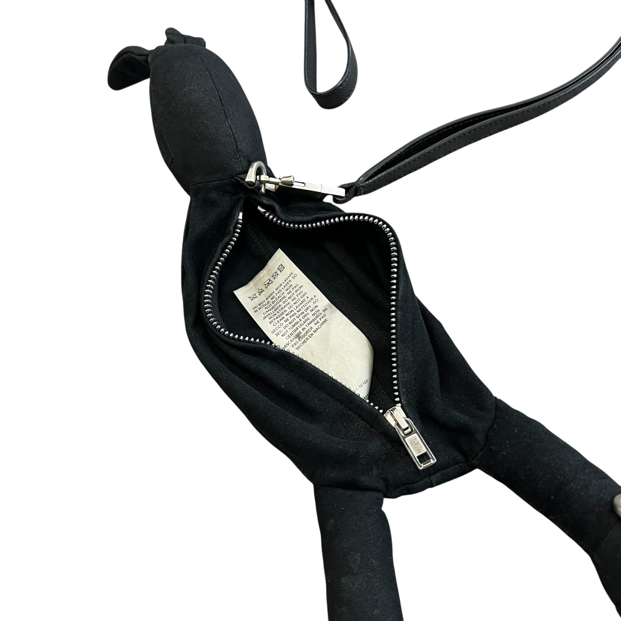 RICK OWENS Black Suede Siamese Bunny Pouch