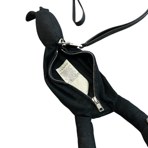 RICK OWENS Black Suede Siamese Bunny Pouch