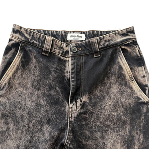 MIU MIU 2023SS Marbleized Garment‑dyed Gabardine Jacket and Stainless Steel Marbleized Back Logo Denim Pants