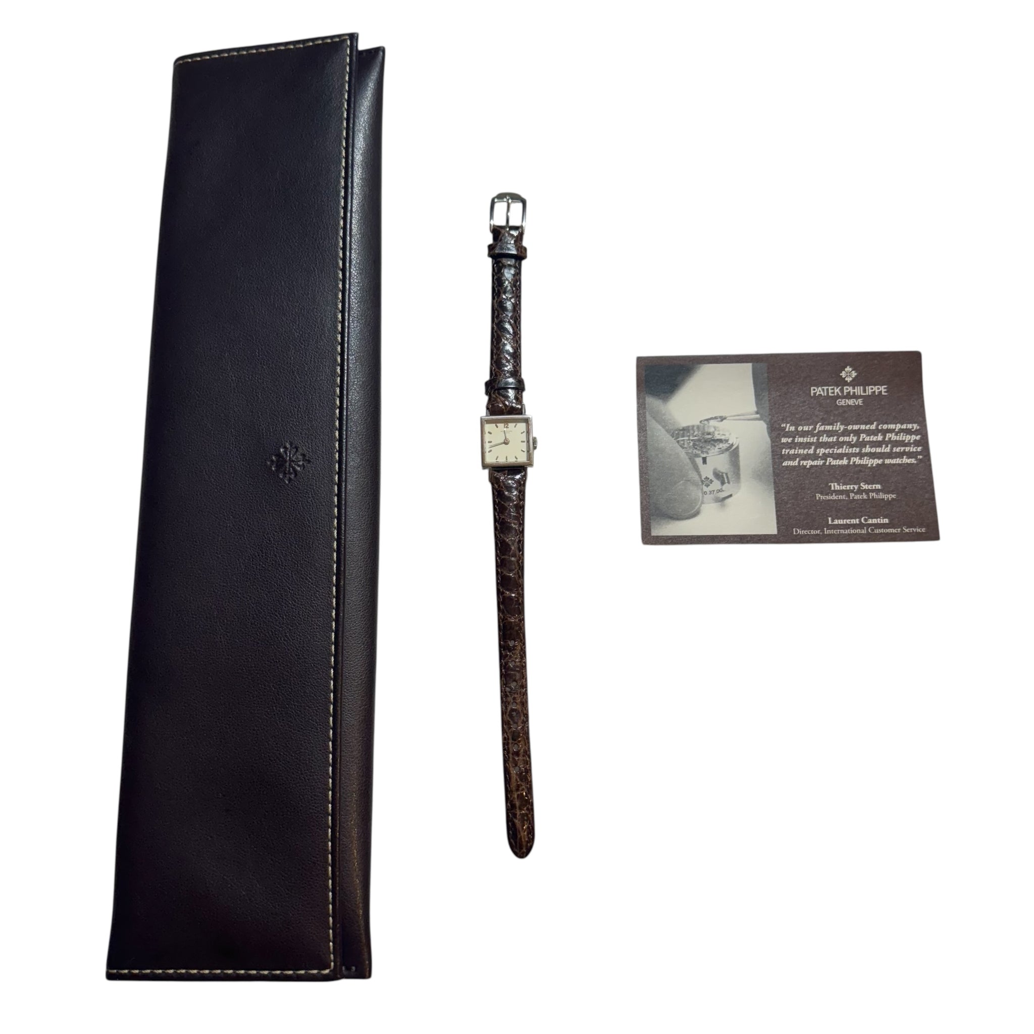 PATEK PHILIPPE Square — Antique Watch Ref. 3285/21 Solid Silver 1980s With Travel Case