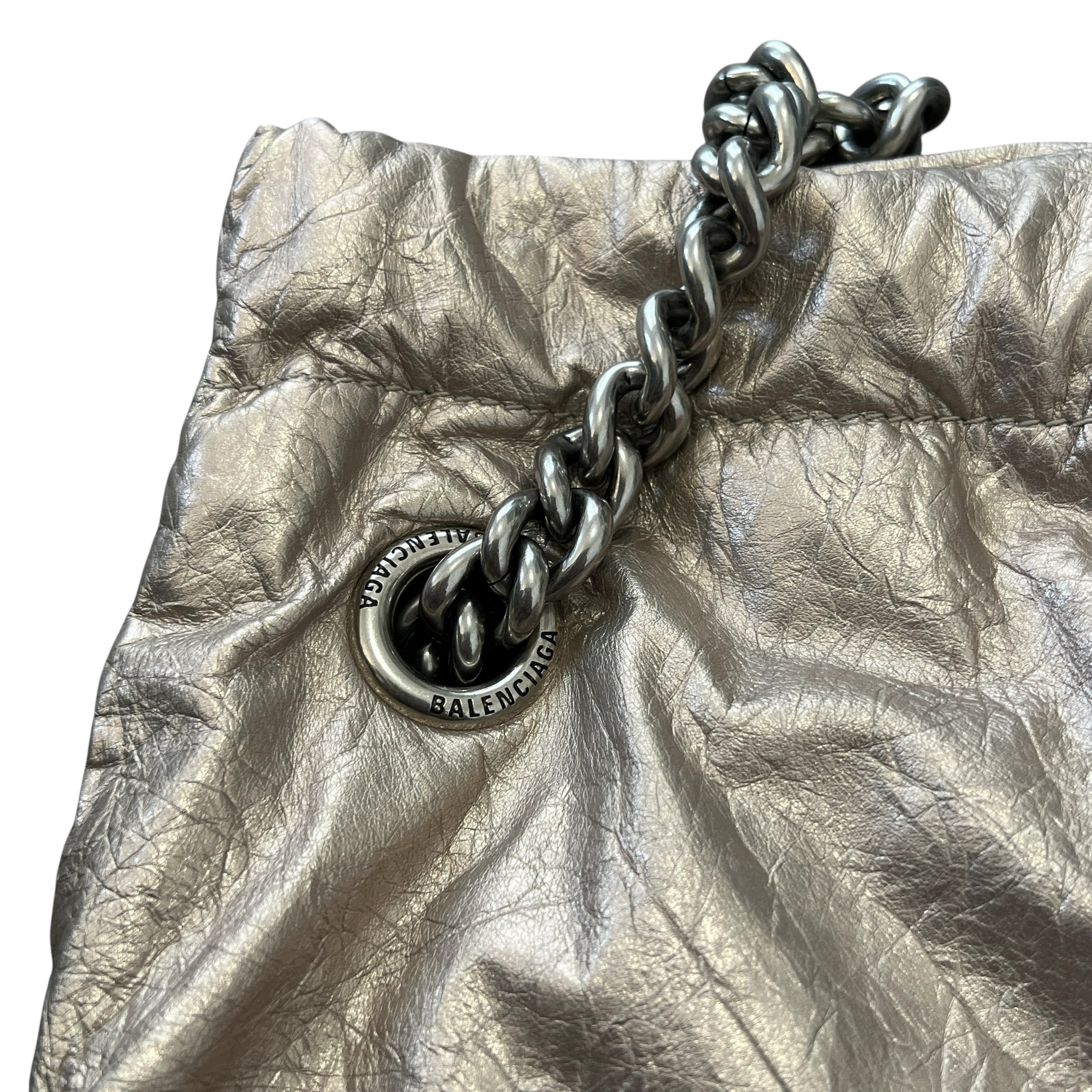 BALENCIAGA クラッシュ スモール チェーンショルダーバッグ メタリックシルバー