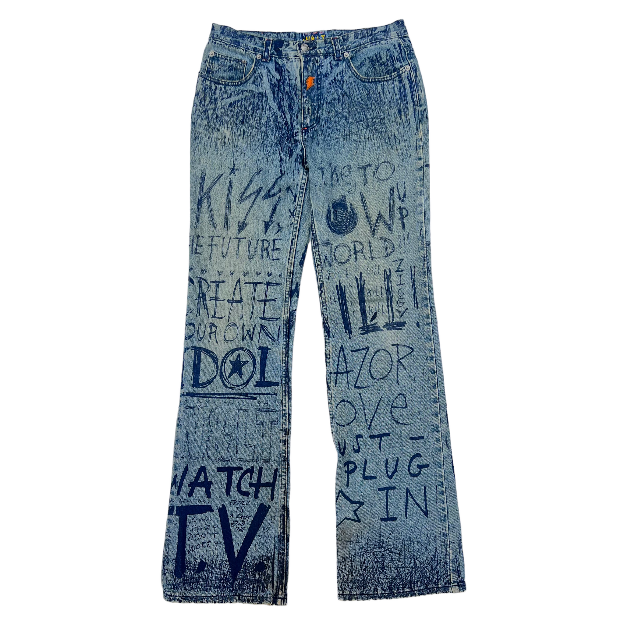 W&LT 1997AW GRAFFITI DENIM PANTS INDIGO WALTER VAN BEIRENDONCK