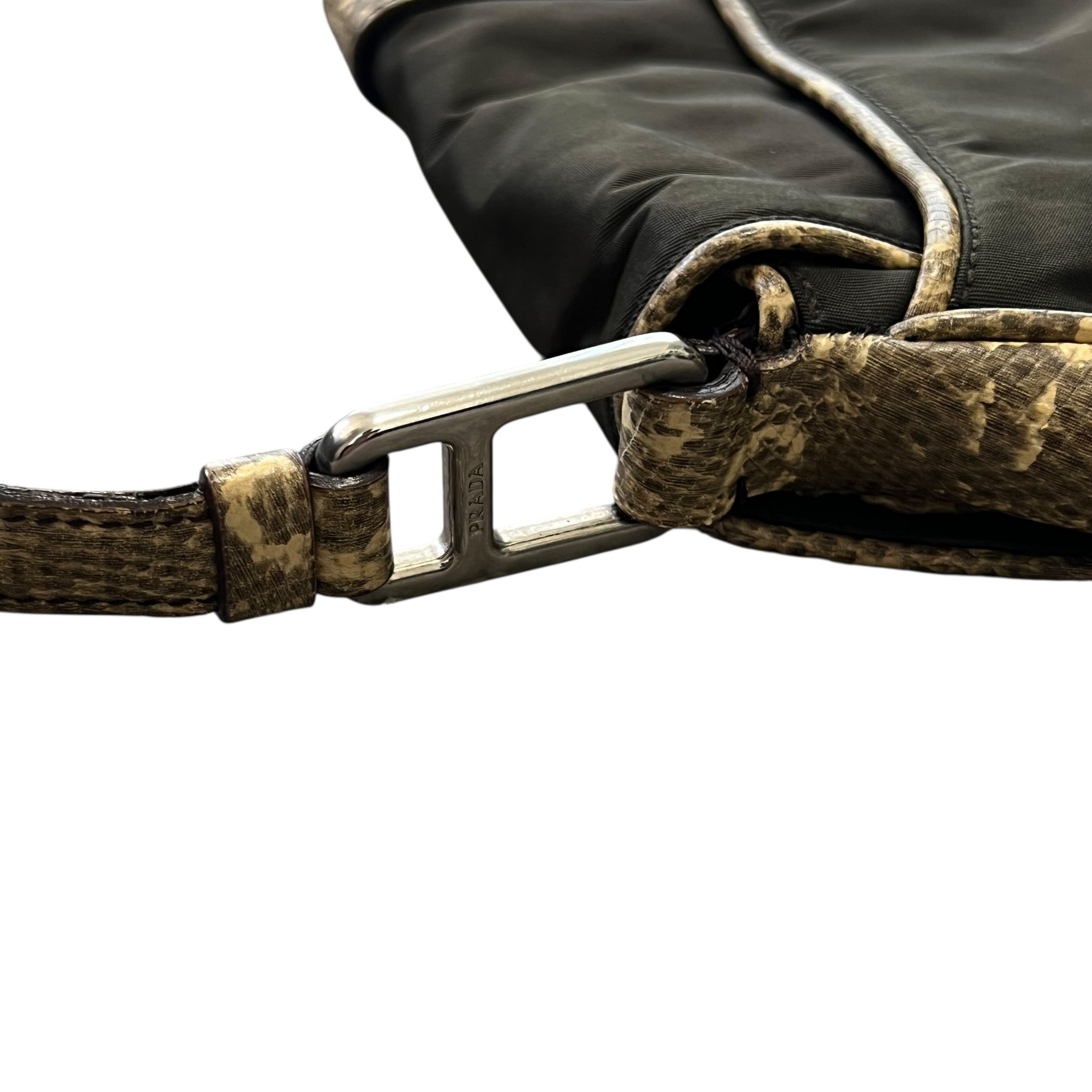 PRADA Vintage One Shoulder Bag Python Embossing  Tessuto Nylon × Leather