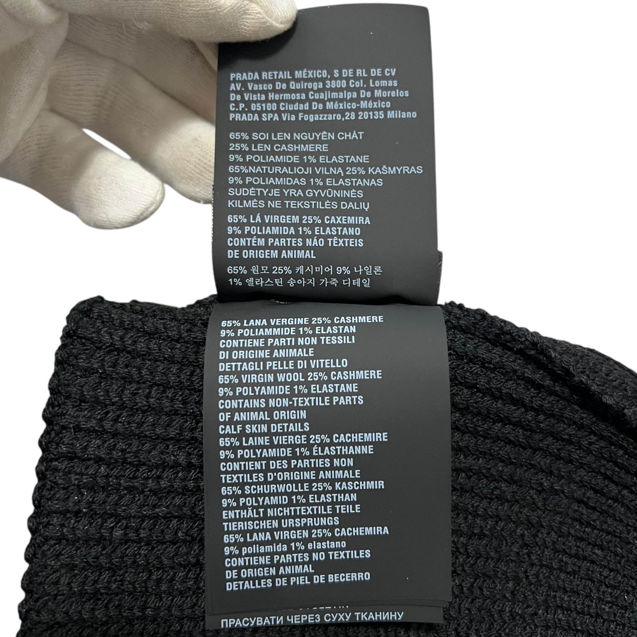 Prada Triangle Plate Logo Knit Cap