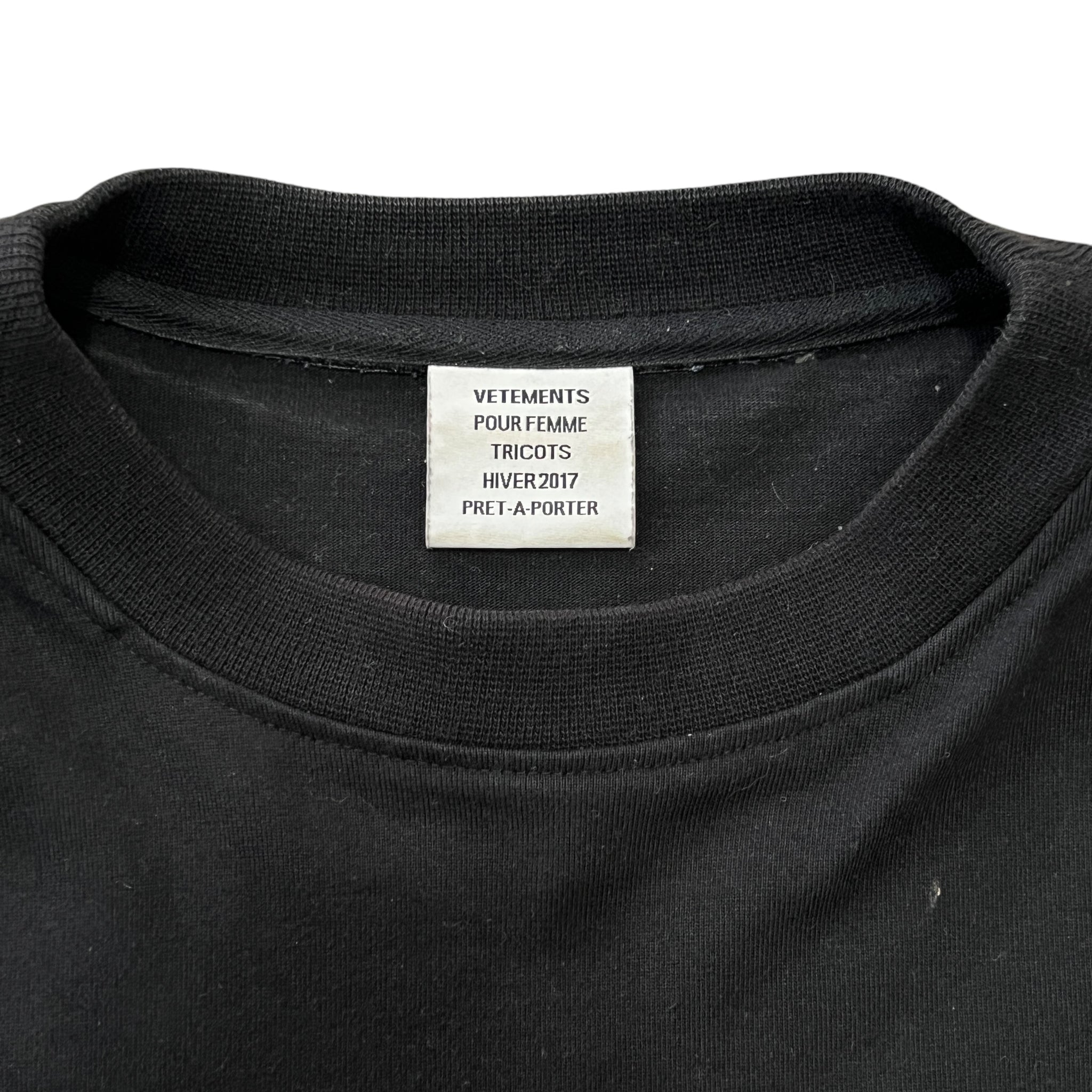 VETEMENTS 2017AW “République Française” Logo Cropped Long Sleeve T-Shirts