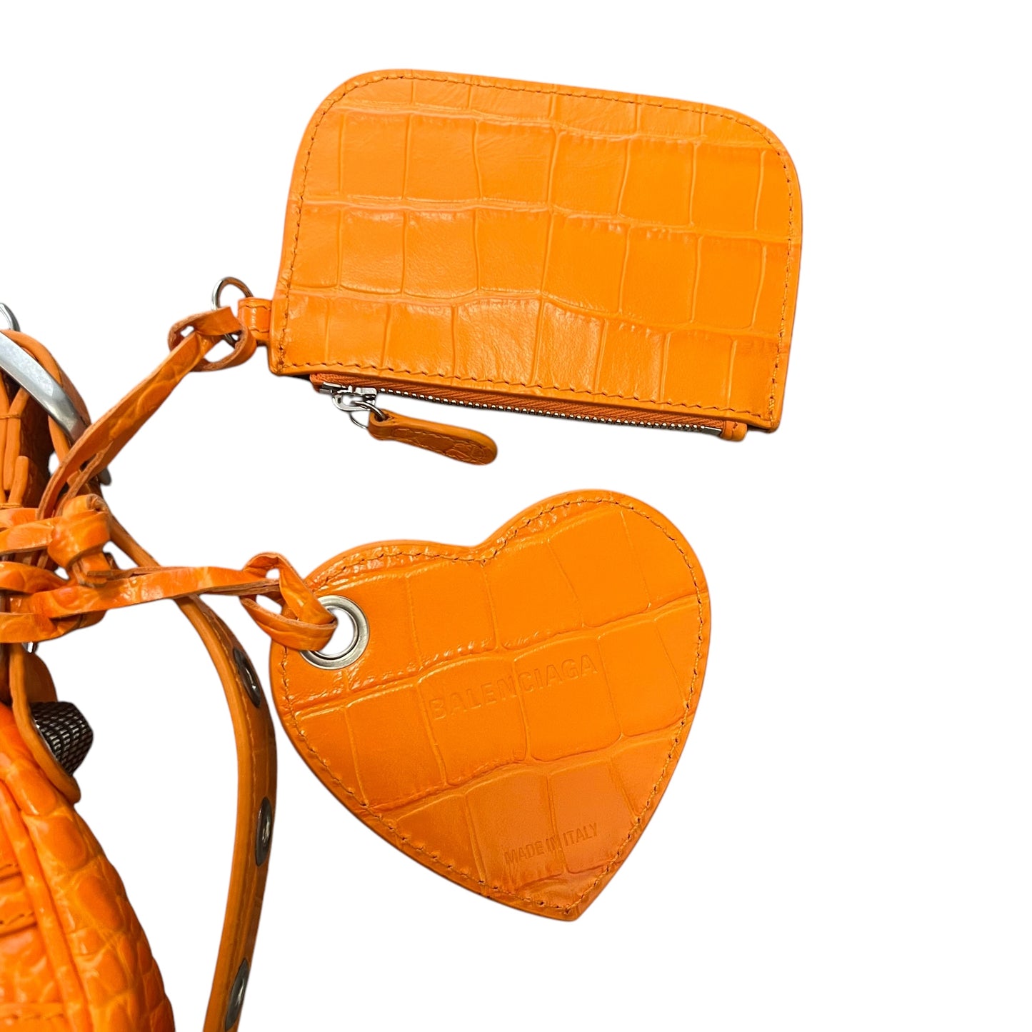 BALENCIAGA 2024SS Le Cagole Shoulder Bag XS Extra Supple Embo Croc Calf Orange