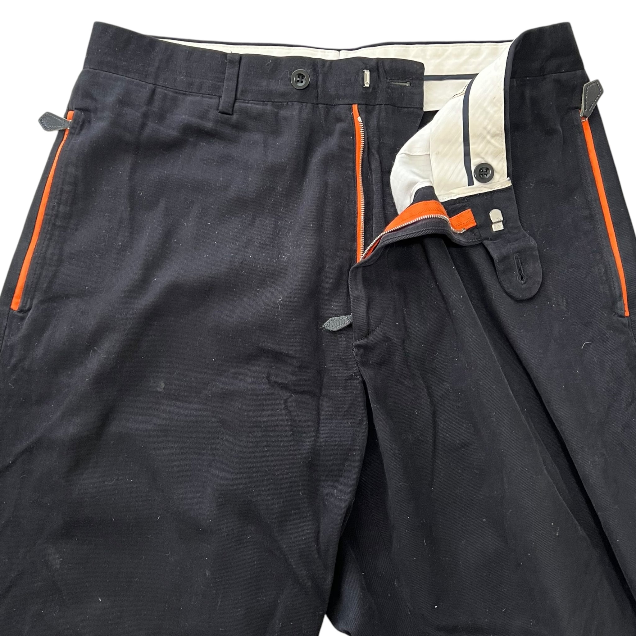 Hermes Orange lining Cotton Charm Zip 3 Pocket Pants