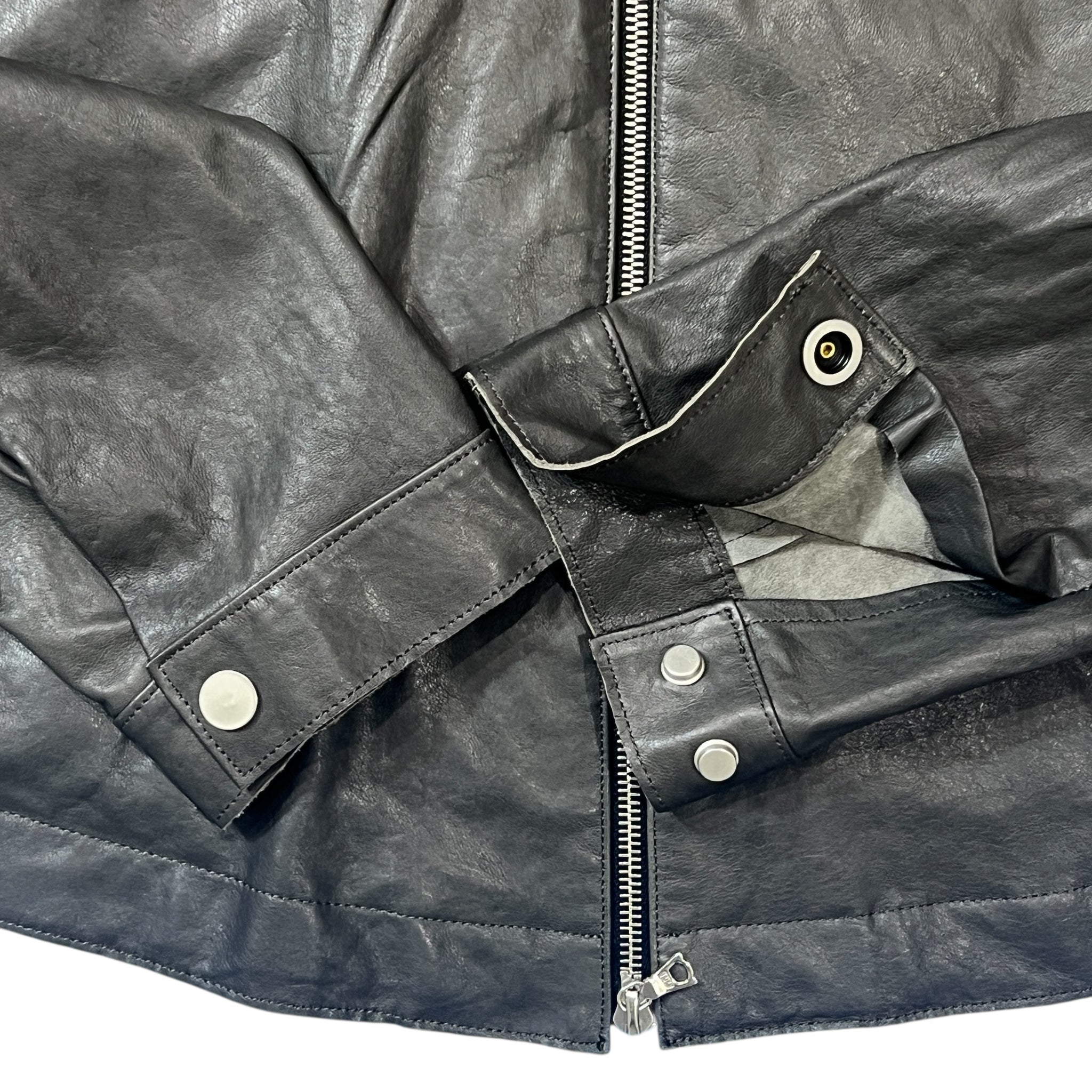 San 2024FW Lambskin Zip-Up Leather Jacket