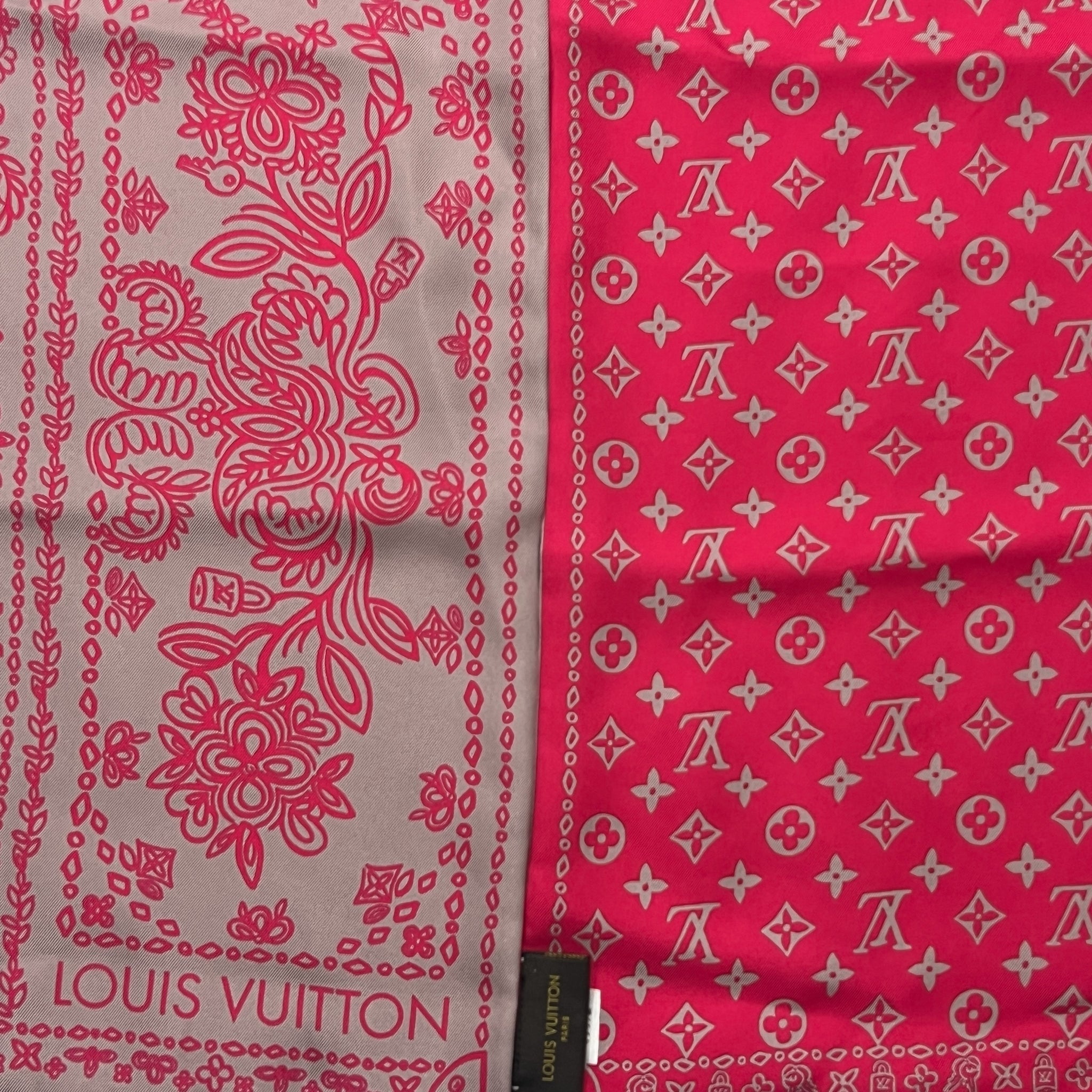 LOUIS VUITTON Monogram Paisley Flower Designed Silk Scarf