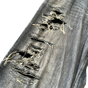 BALENCIAGA 2021 Winter Trompe-l'oeil Velours Damage Denim Pants