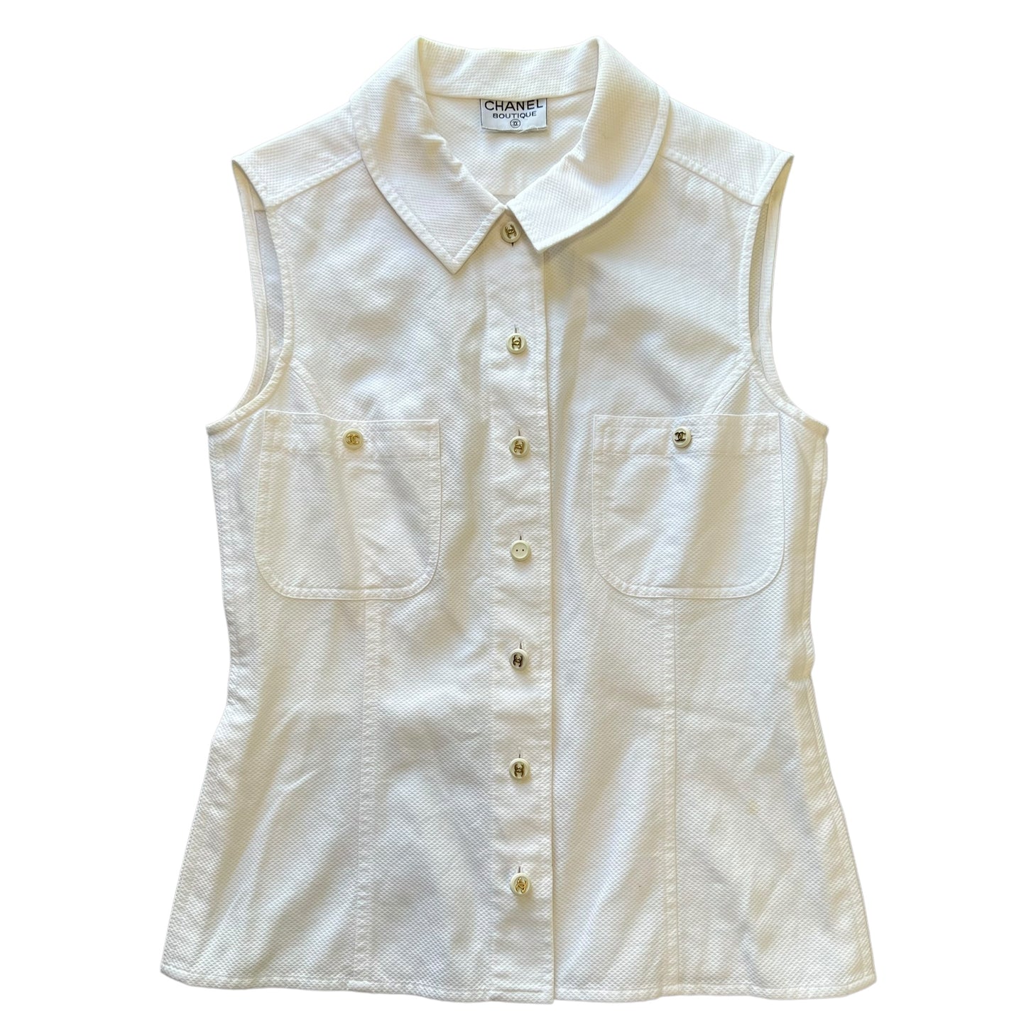 CHANEL tanktop Coco Logo Button Down Shirt