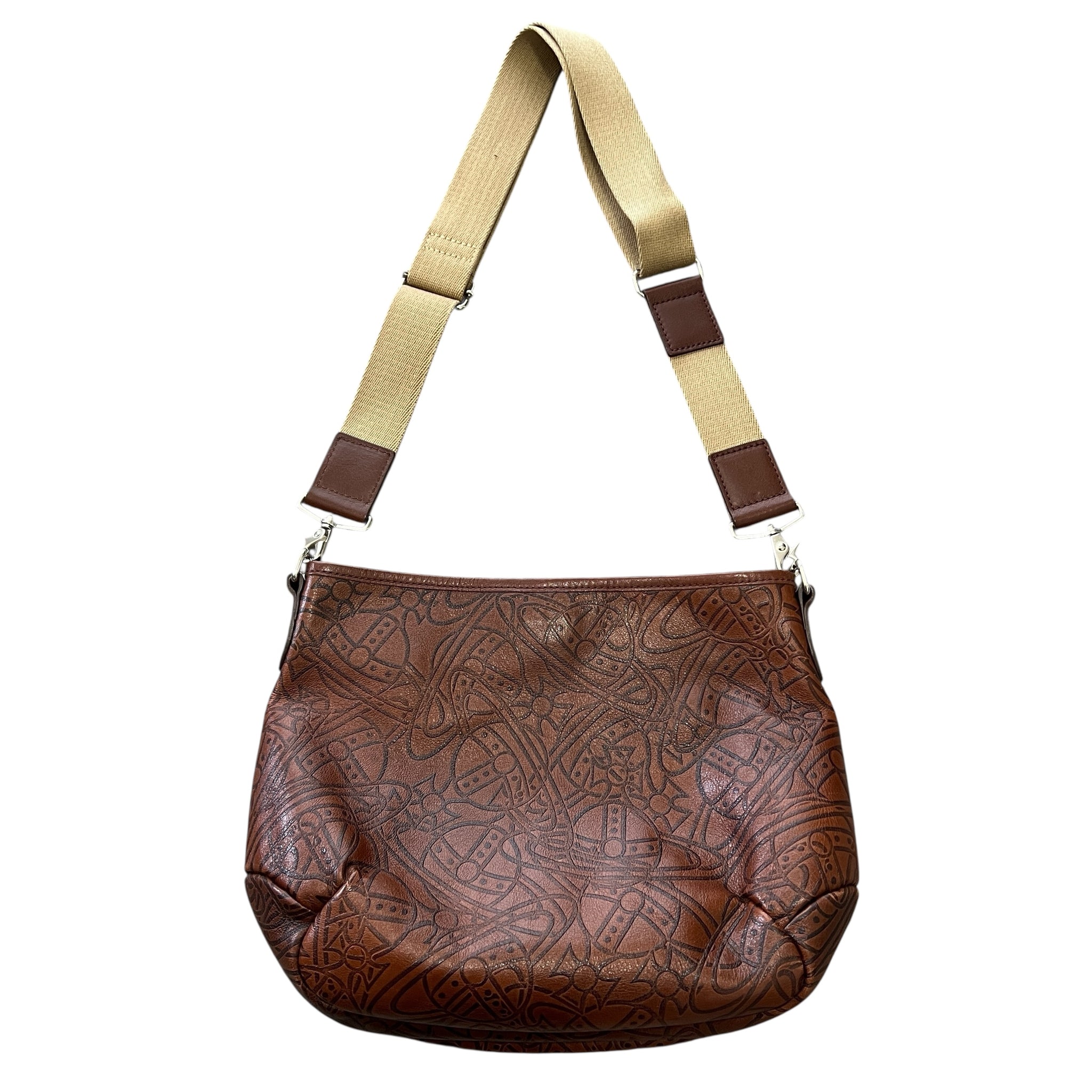 Vivienne Westwood Arthur Embossed Orb Leather Shoulder Bag