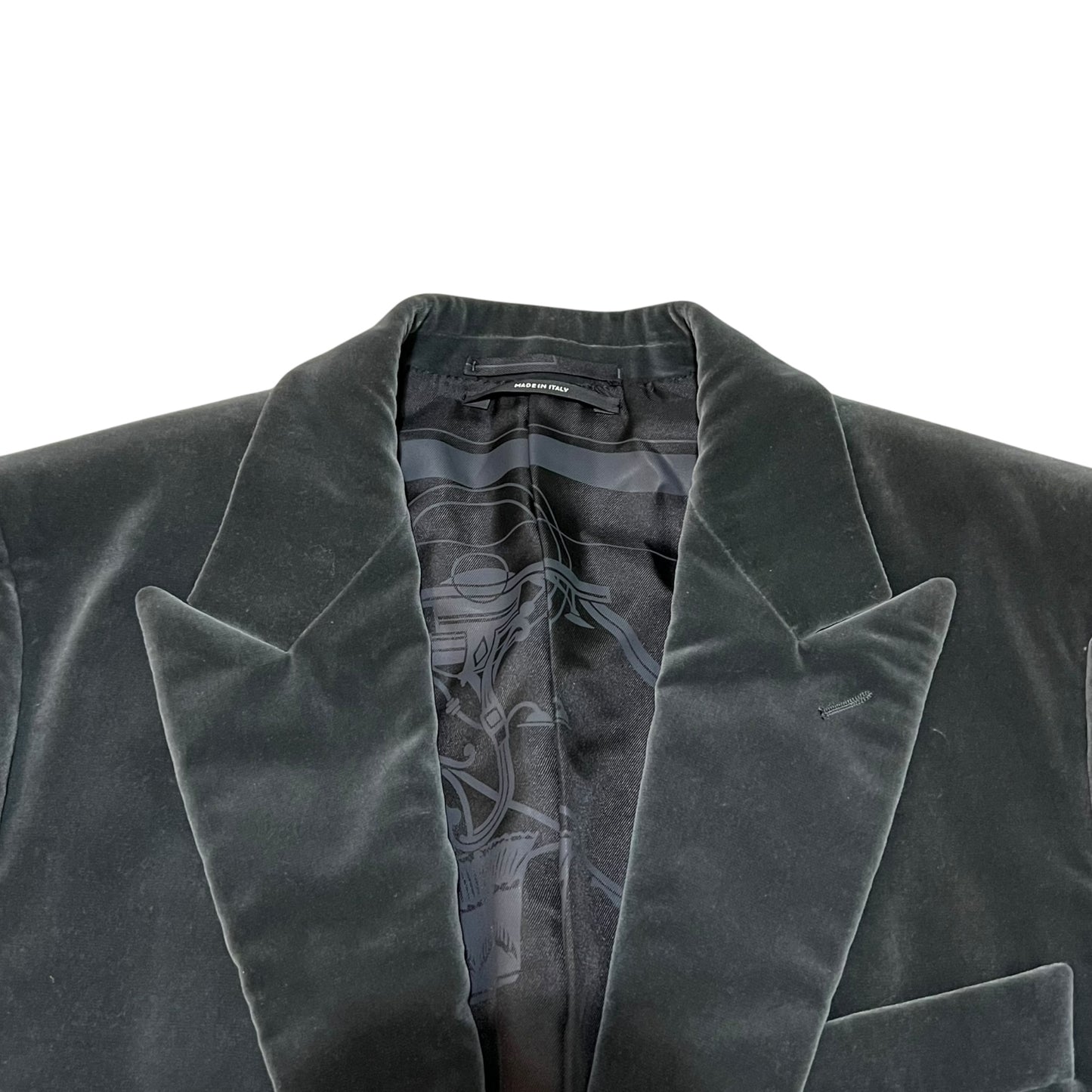 Hermes Velvet Silk Print Liner Tailored Jacket Margiela