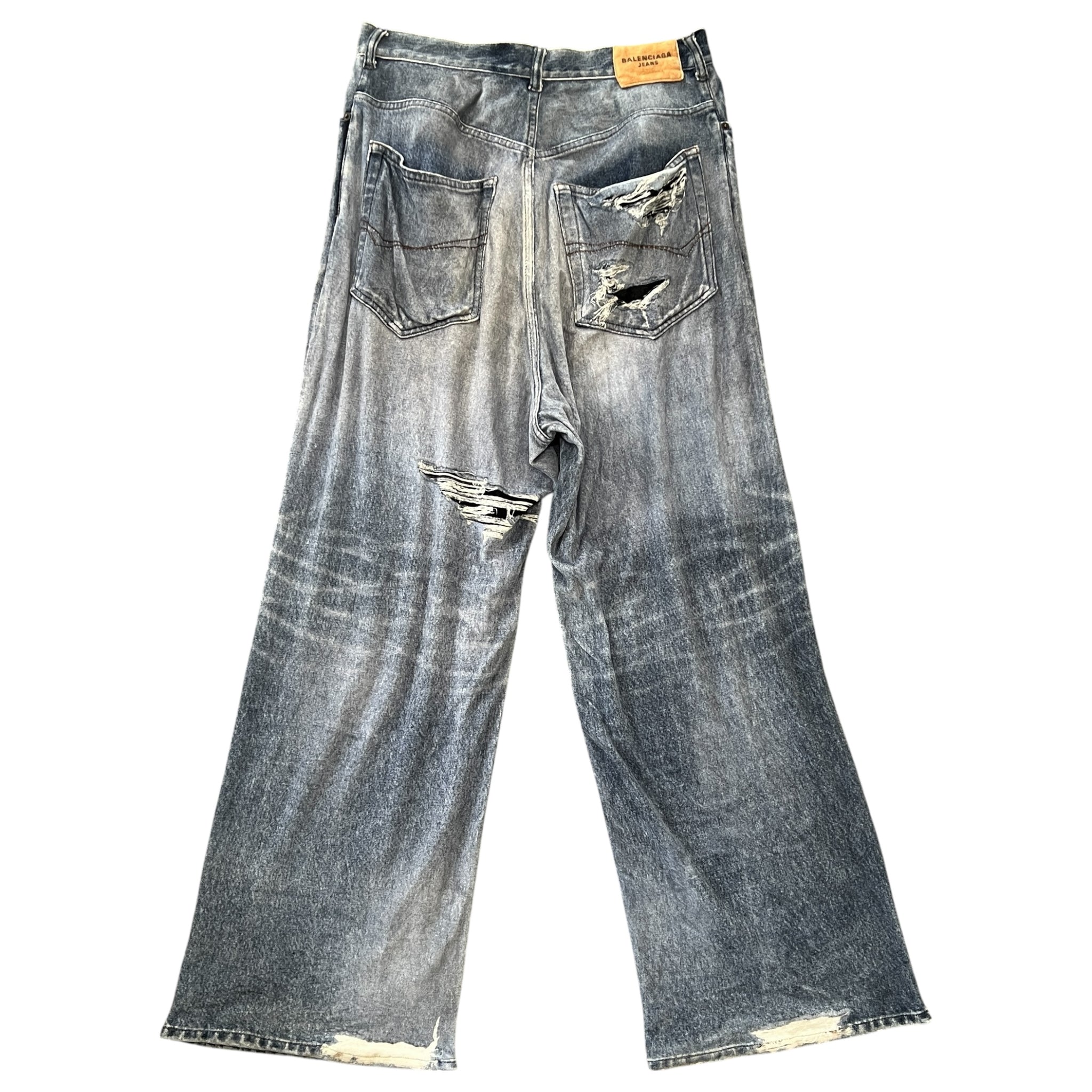 BALENCIAGA 2021 Winter Trompe-l'oeil Velours Damage Denim Pants