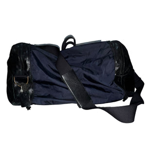 HELMUT LANG 2004AW 2WAY LEATHER SHOULDER BAG/ HYBRID NAVY NYLON BIG BOSTON BAG