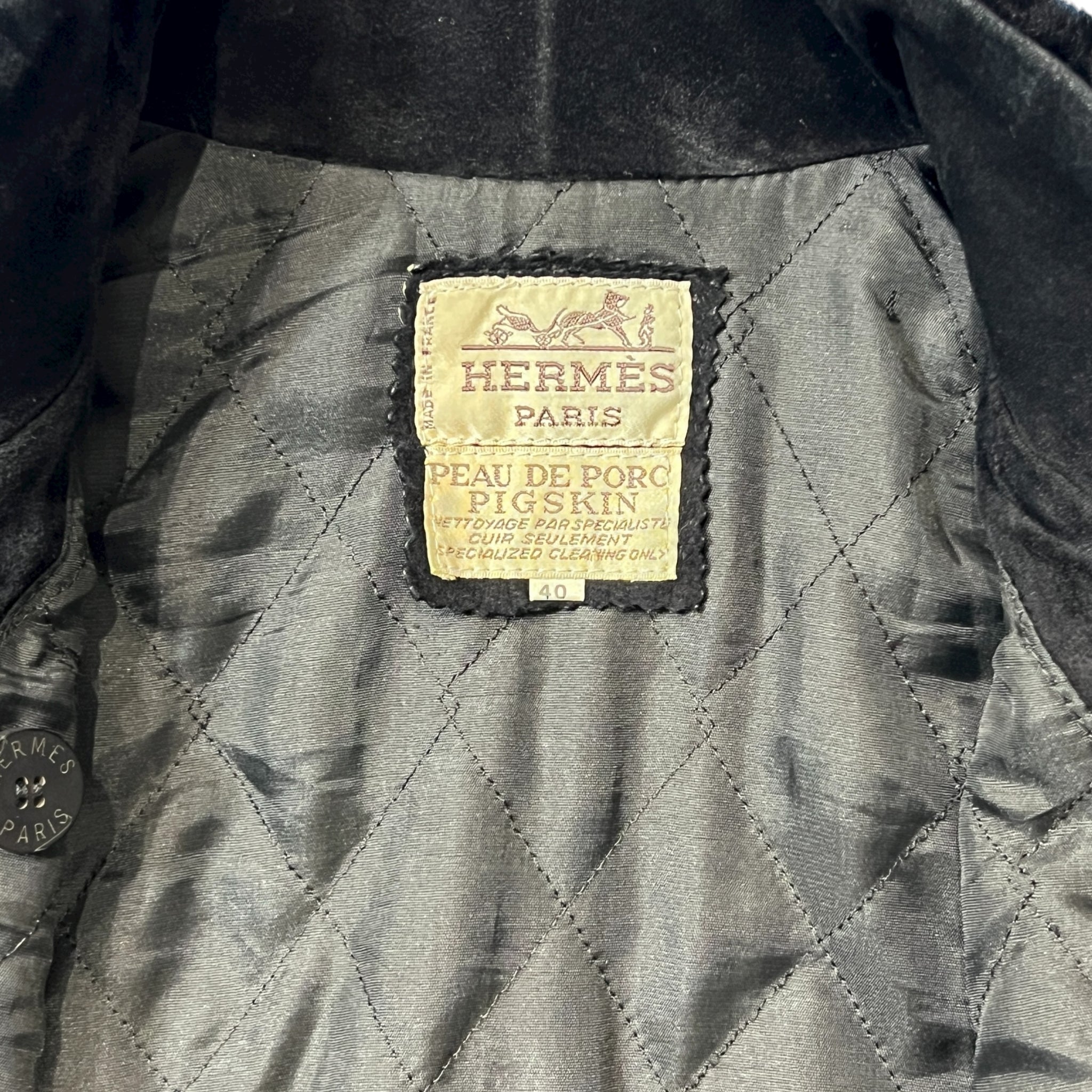 HERMÈS Pigskin Suede Double-Breasted Jacket