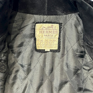 HERMÈS Pigskin Suede Double-Breasted Jacket