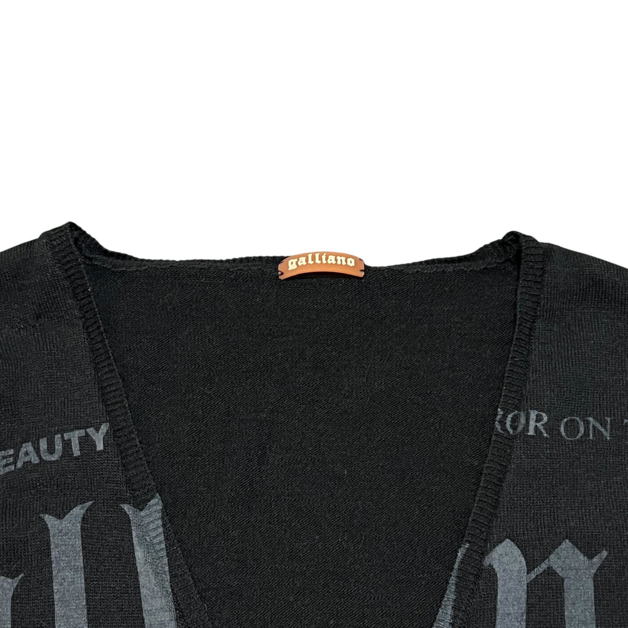John Galliano Grunge Message Knit Cardigan