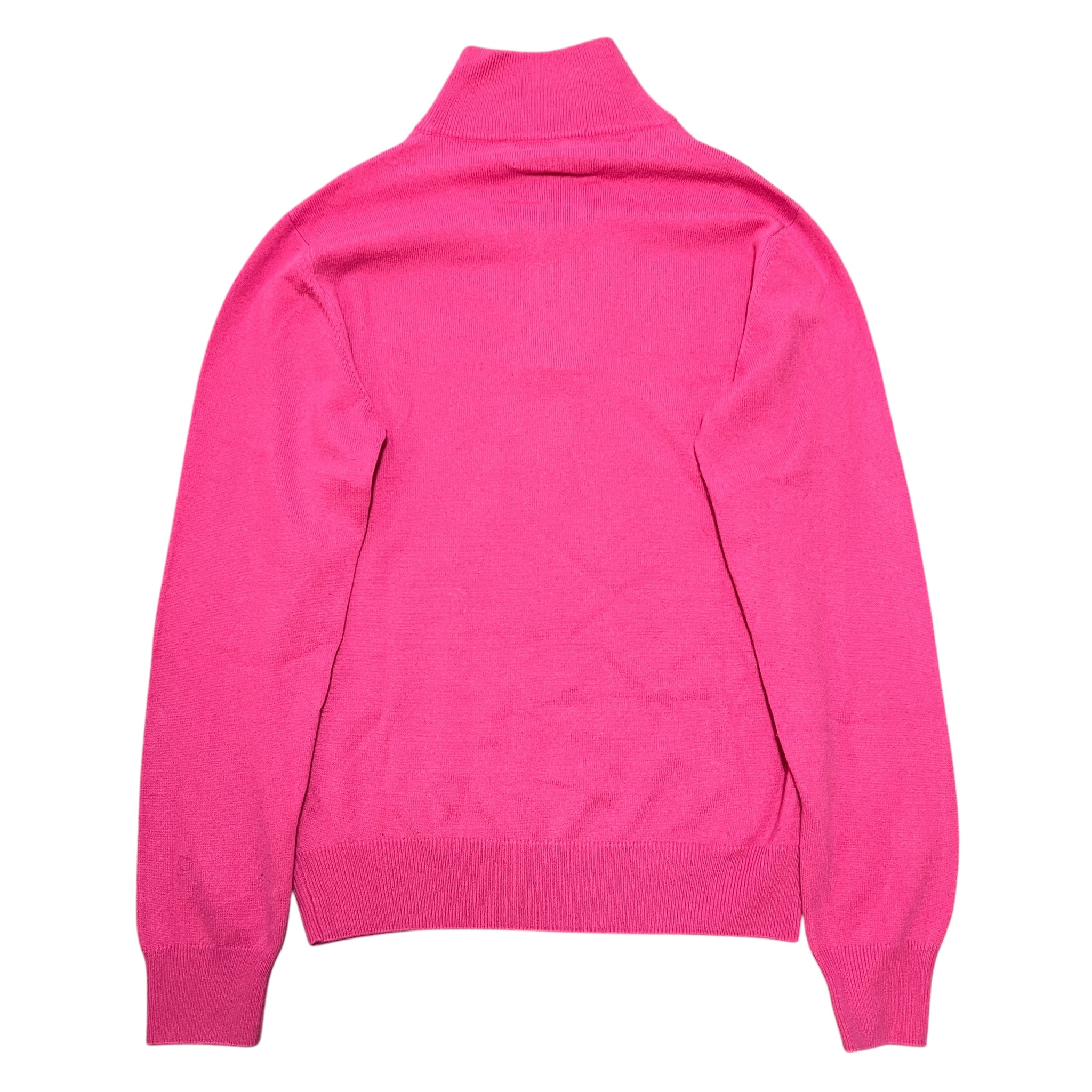 HERMES Cashmere Half Zip L/S Knit Sweater Pink