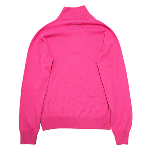 HERMES Cashmere Half Zip L/S Knit Sweater Pink